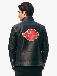 Akatsuki Black Leather Jacket from Naruto