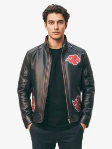 Akatsuki Black Leather Jacket from Naruto