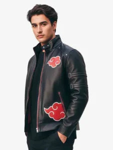 Akatsuki Black Leather Jacket from Naruto
